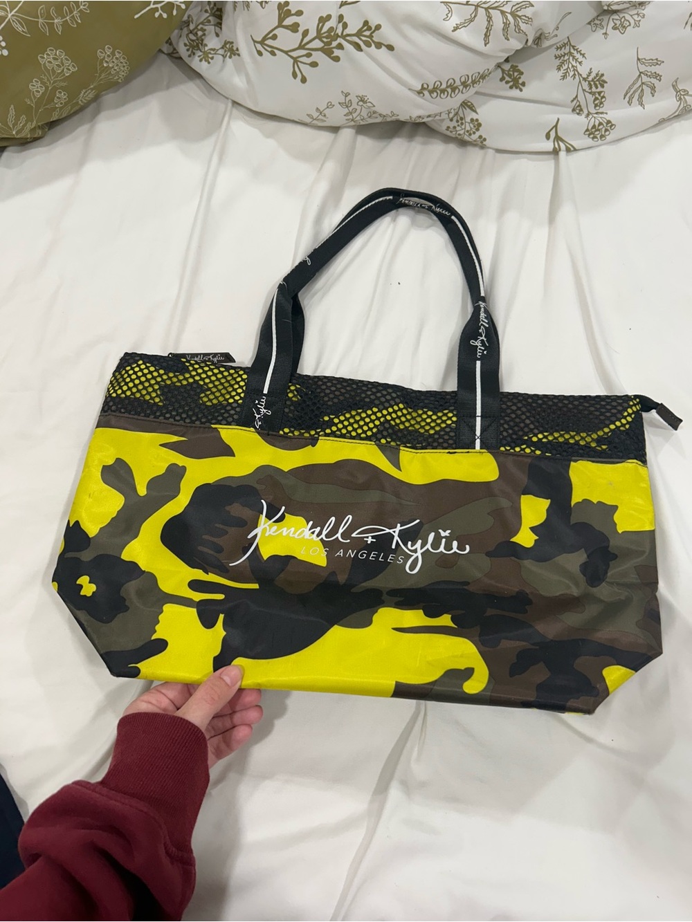 Kendall + Kylie Neon Camo Oversized Tote Bag Travel Gym Beach Carryall